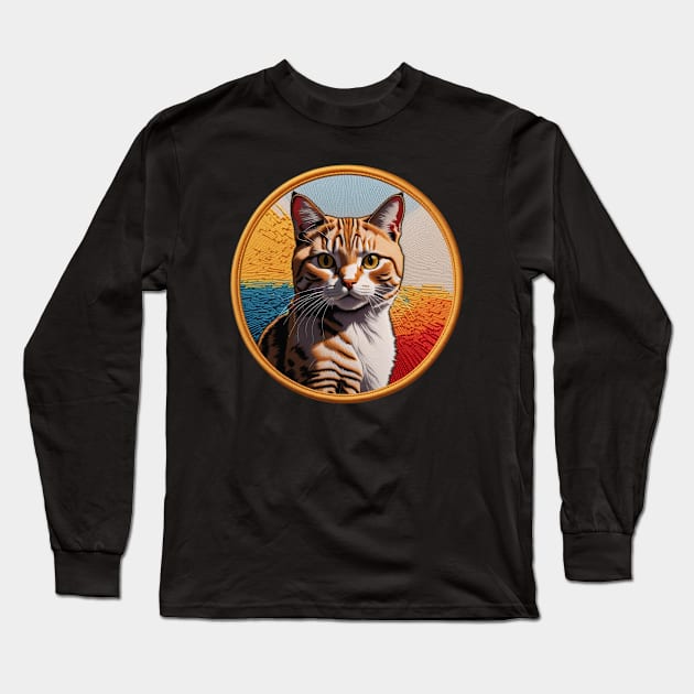 Australian Mist Cat Embroidered Patch Long Sleeve T-Shirt by Xie